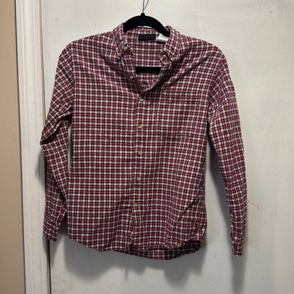 Faded glory button up red plaid size 14/16 boys